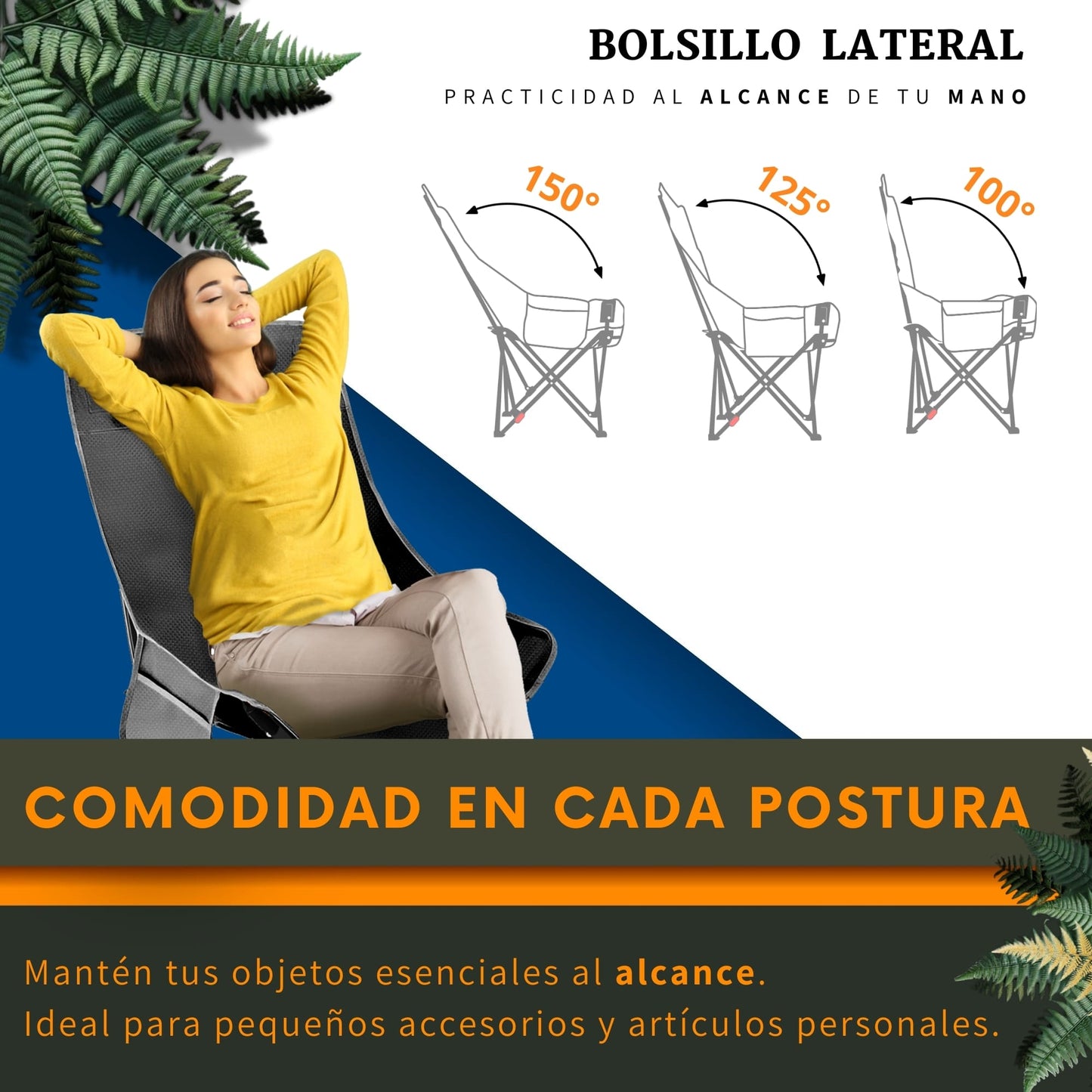 Silla Playa Plegable Camping Playa Ecomlab Para Exterior Portatil