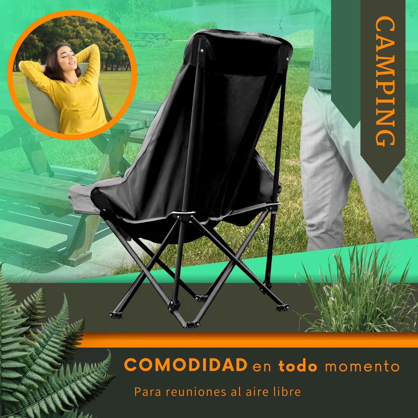 Silla Playa Plegable Camping Playa Ecomlab Para Exterior Portatil