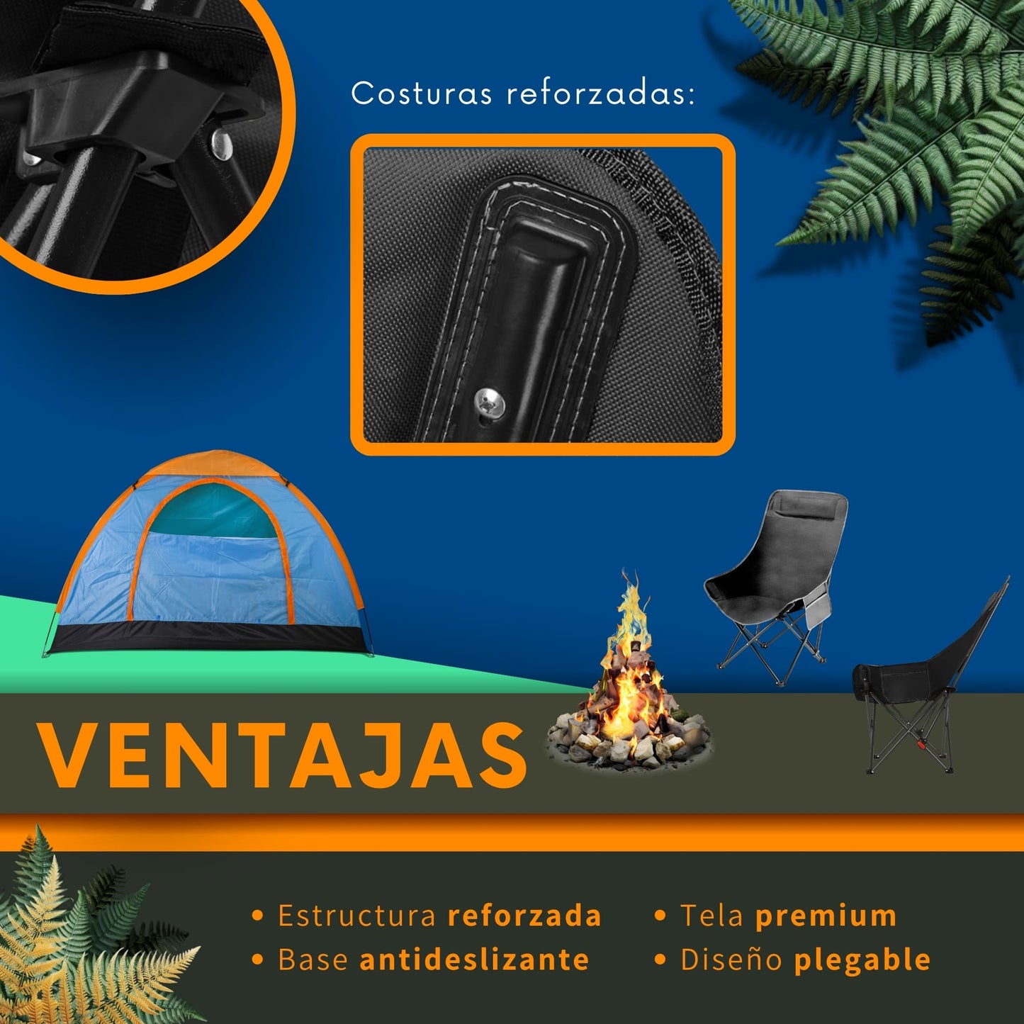Silla Playa Plegable Camping Playa Ecomlab Para Exterior Portatil