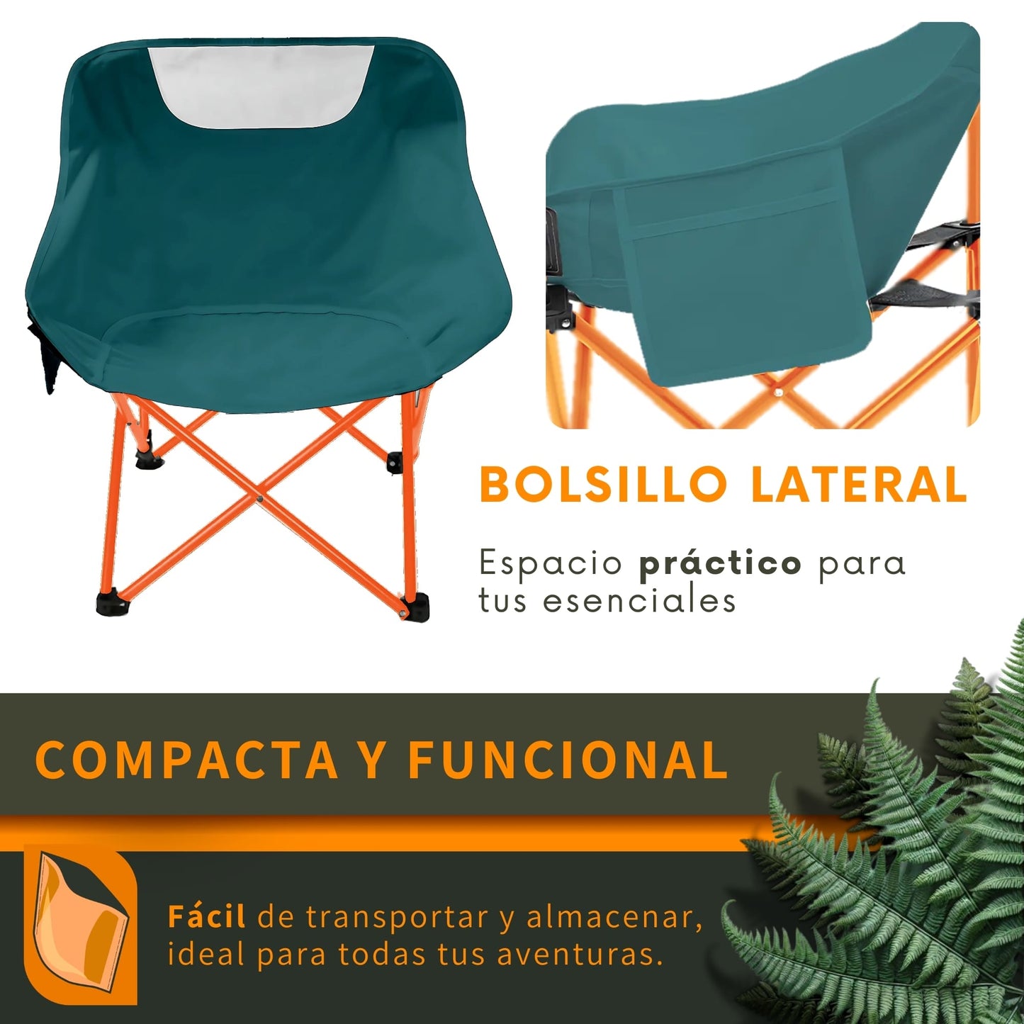 Silla Camping Plegable Ecomlab Portatil Para Exterior e Interior Ideal Playa, Picnic Extra-Cómoda GRATIS Bolsa Transportadora