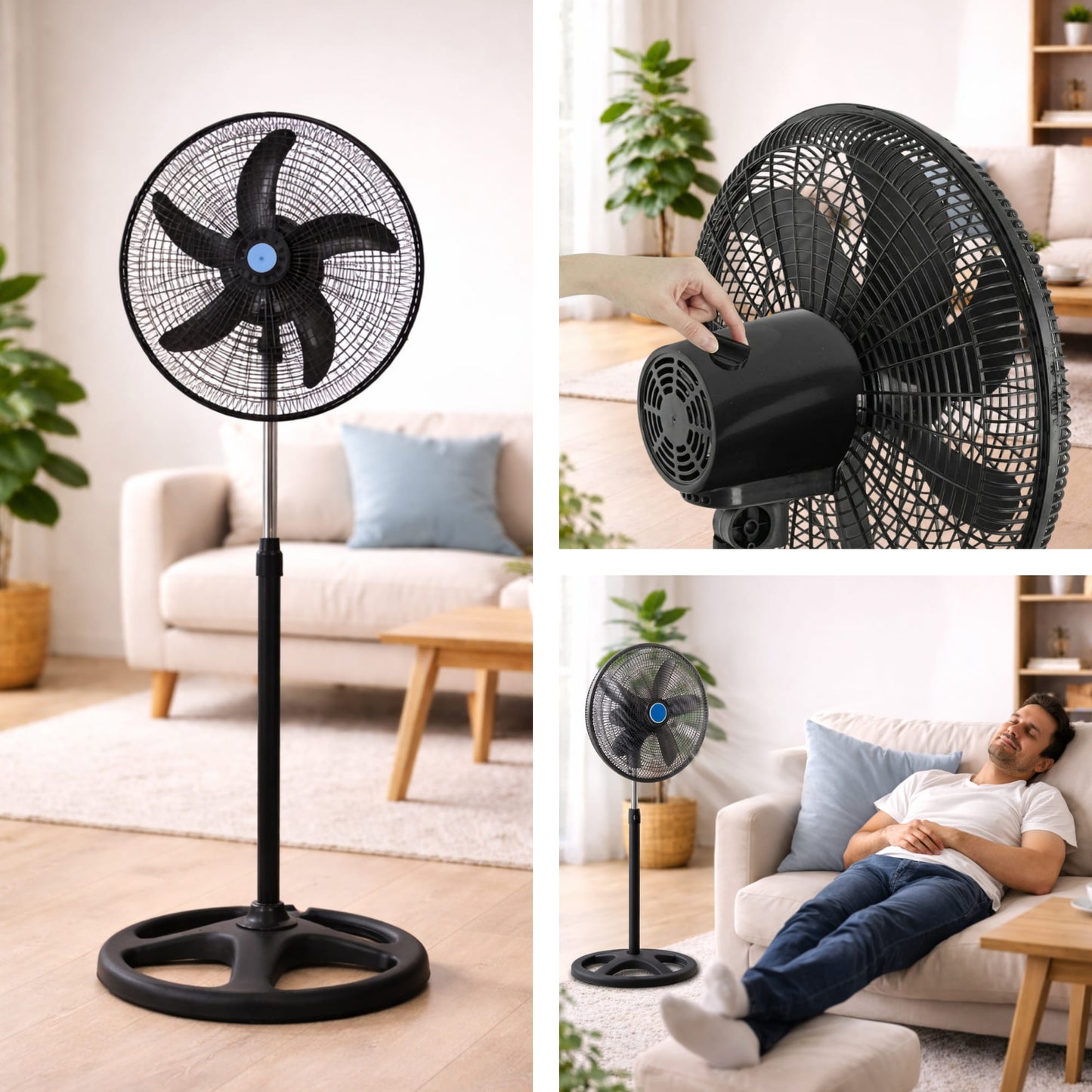 Ventilador de Pedestal Potente 3 Velocidades 18 Pulgadas Paquete 1 Pieza Ecomlab