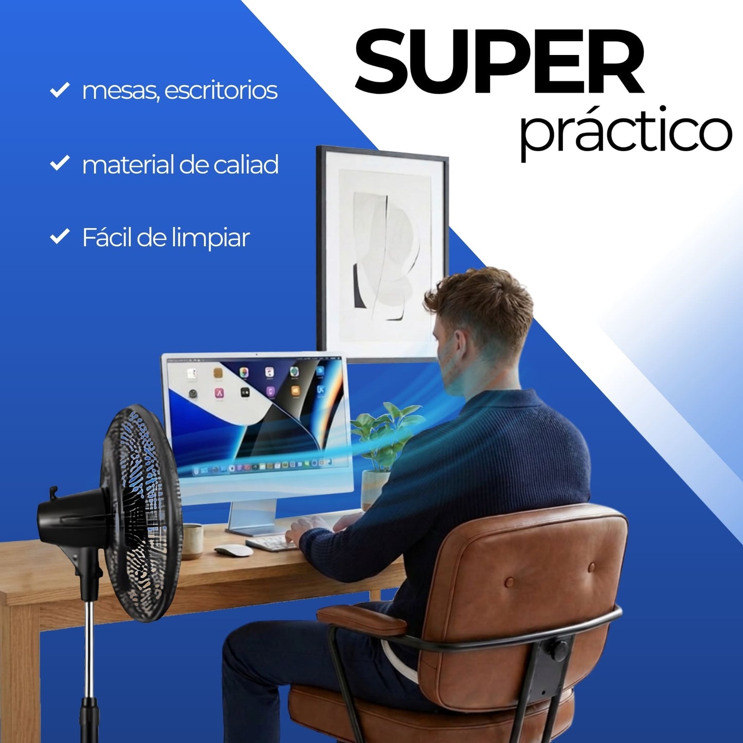 Ventilador de Pedestal 2 Piezas Potente 3 Velocidades 18 Pulgadas Paquete Ecomlab