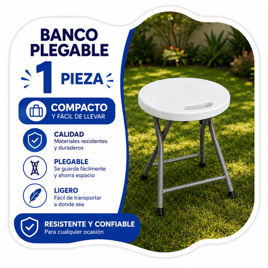 BANCO DE PLASTICO PLEGABLE ECOMLAB BLANCO PORTATIL  HP-32D 1 BANCO