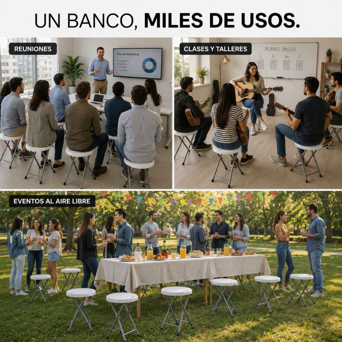 BANCOS DE PLASTICO PLEGABLES ECOMLAB KIT DE 4 BANCOS HP-32D