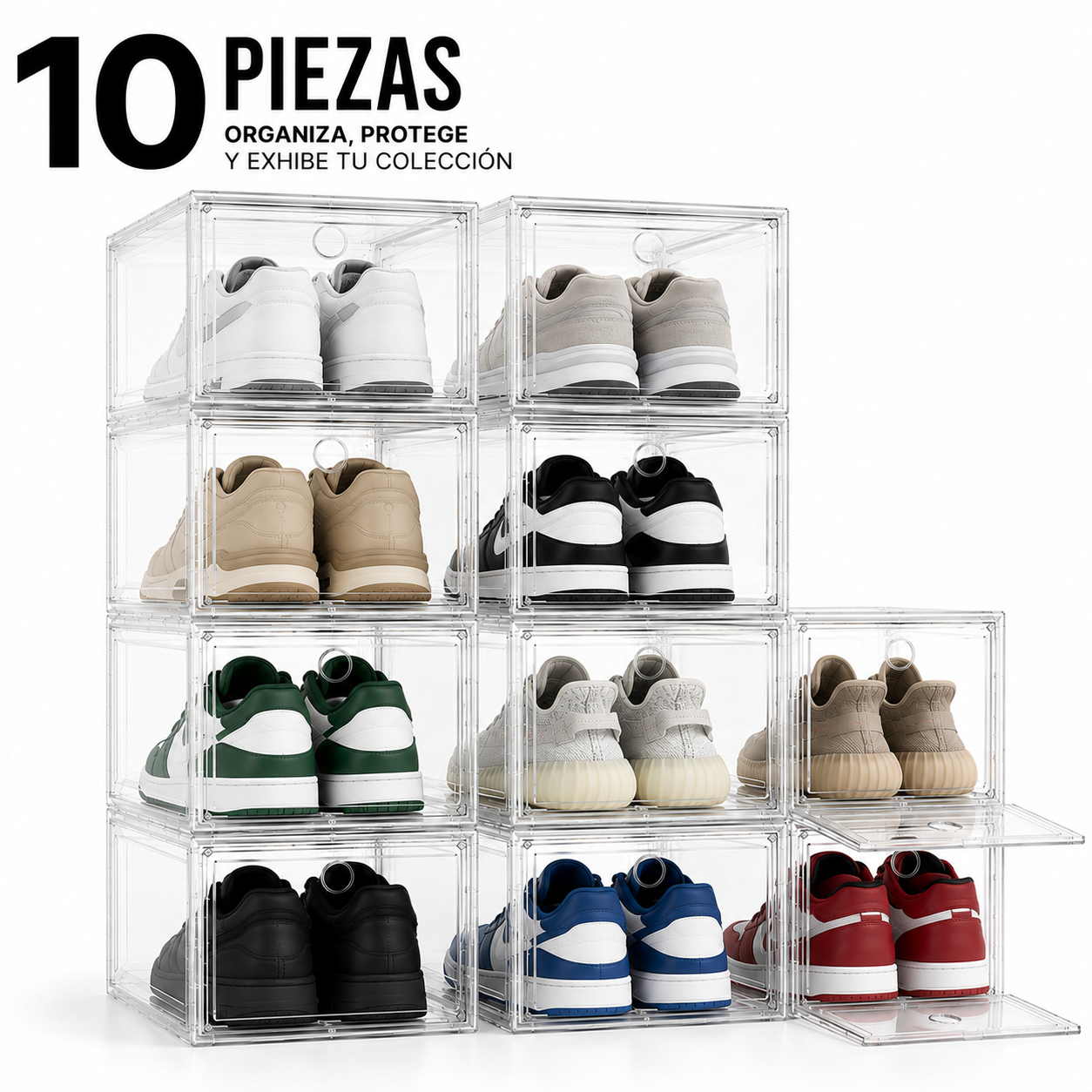Cajas Para Zapatos Ecomlab 10 Pcs Color Transparente