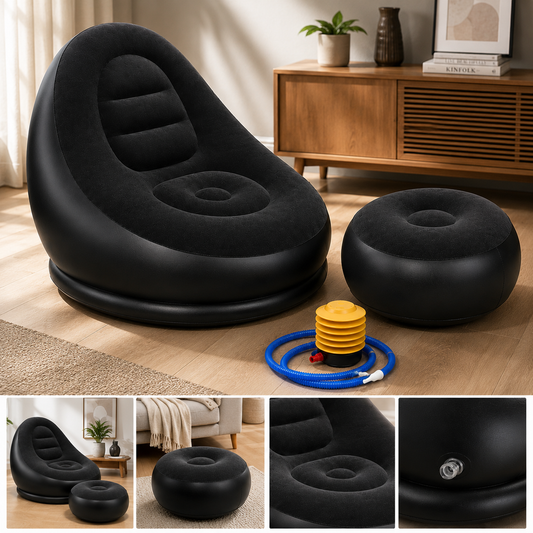 Sillon Inflable Comodo Con Posapies Incluye Bomba Manual