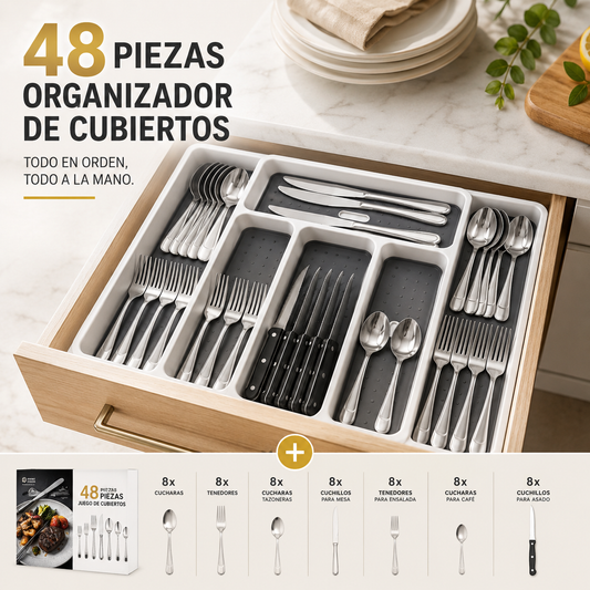 Organizador De Cubiertos Para Cajon Expansible Con Cubiertos