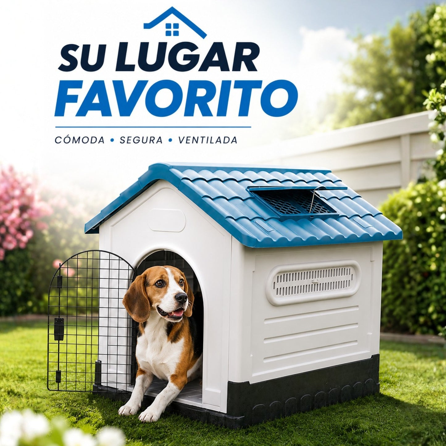 Casa para Perro de Plastico Con Puerta Ecomlab Raza Mediana 2