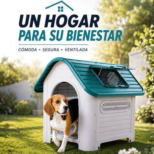 Casa para Perro Raza Mediana con Puerta y Baño Desmontable
