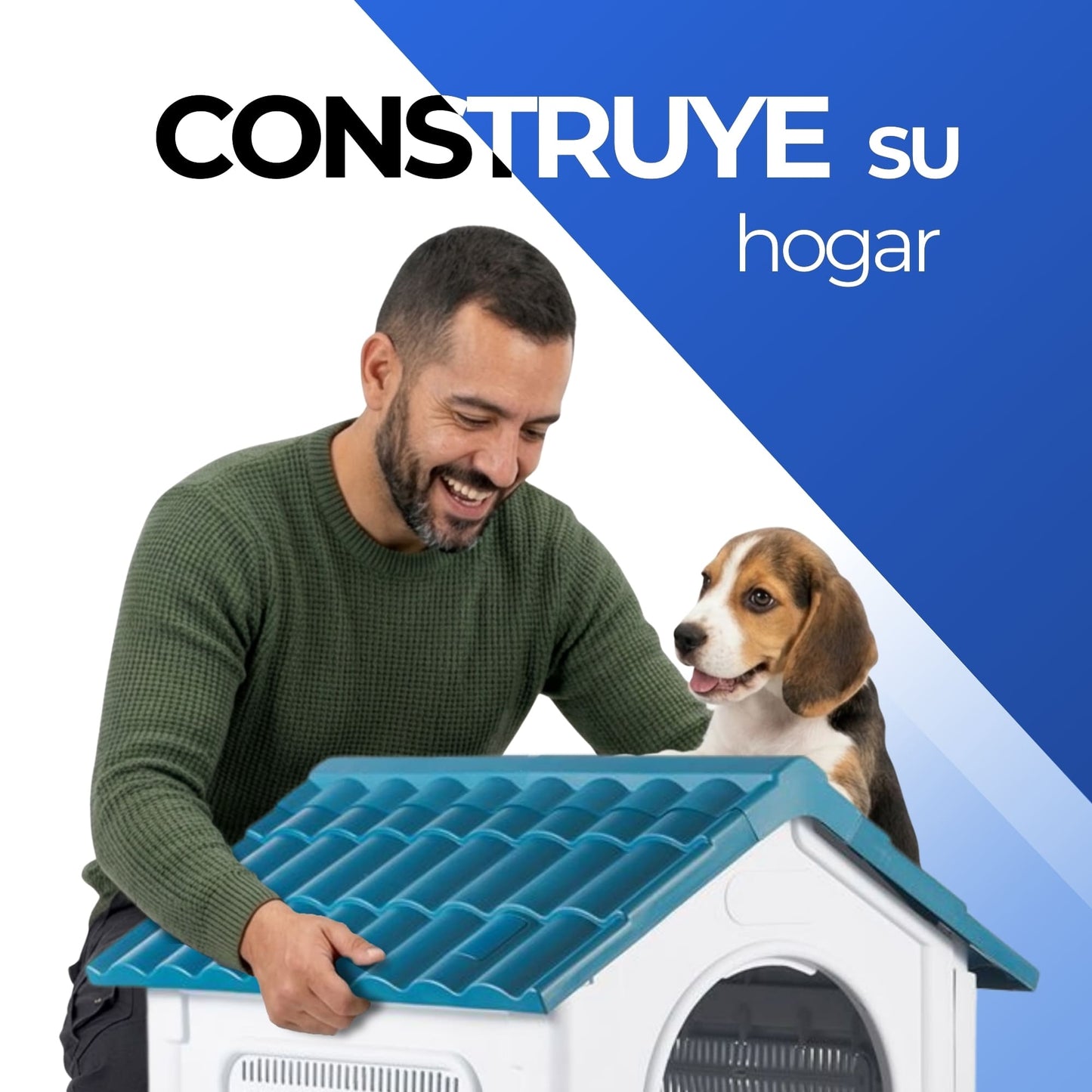 Casa para Perro Raza Mediana Desmontable con Puerta y Baño