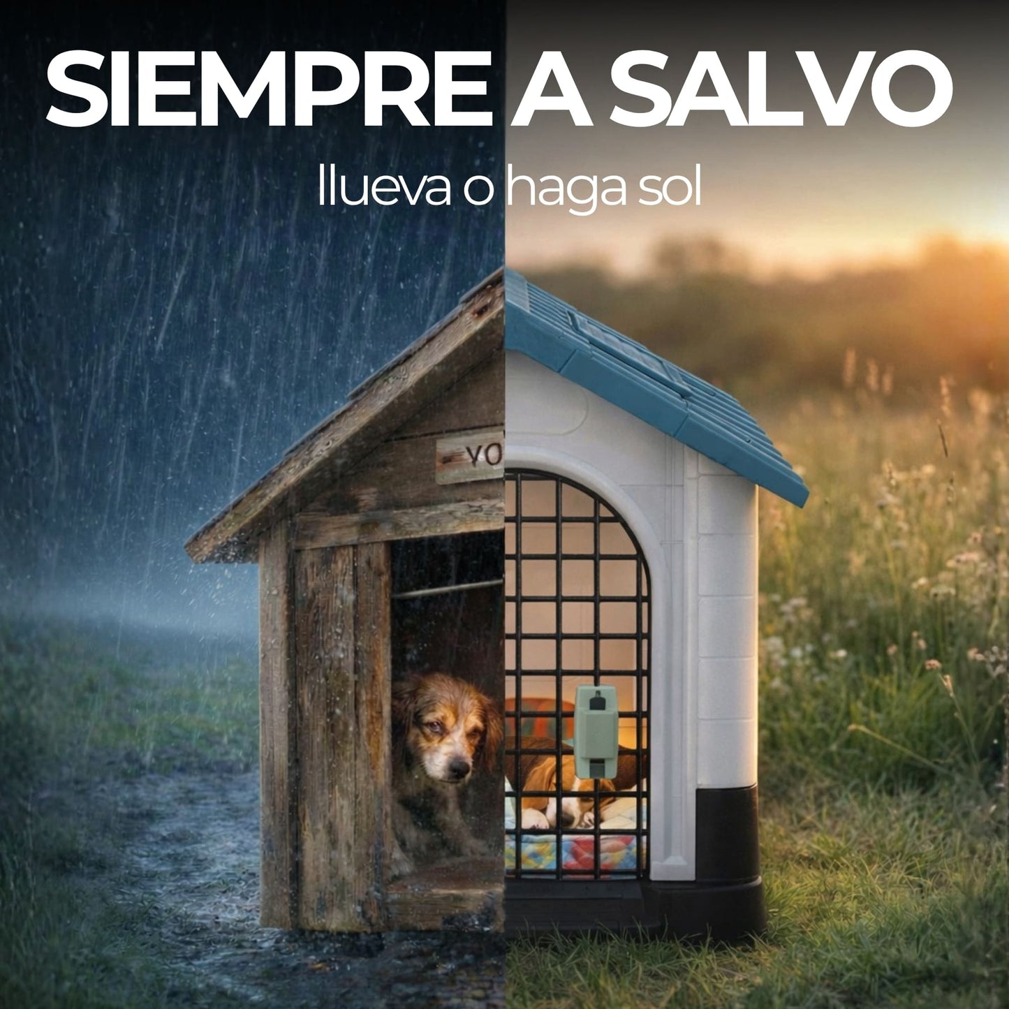 Casa para Perro Raza Mediana Desmontable con Puerta y Baño