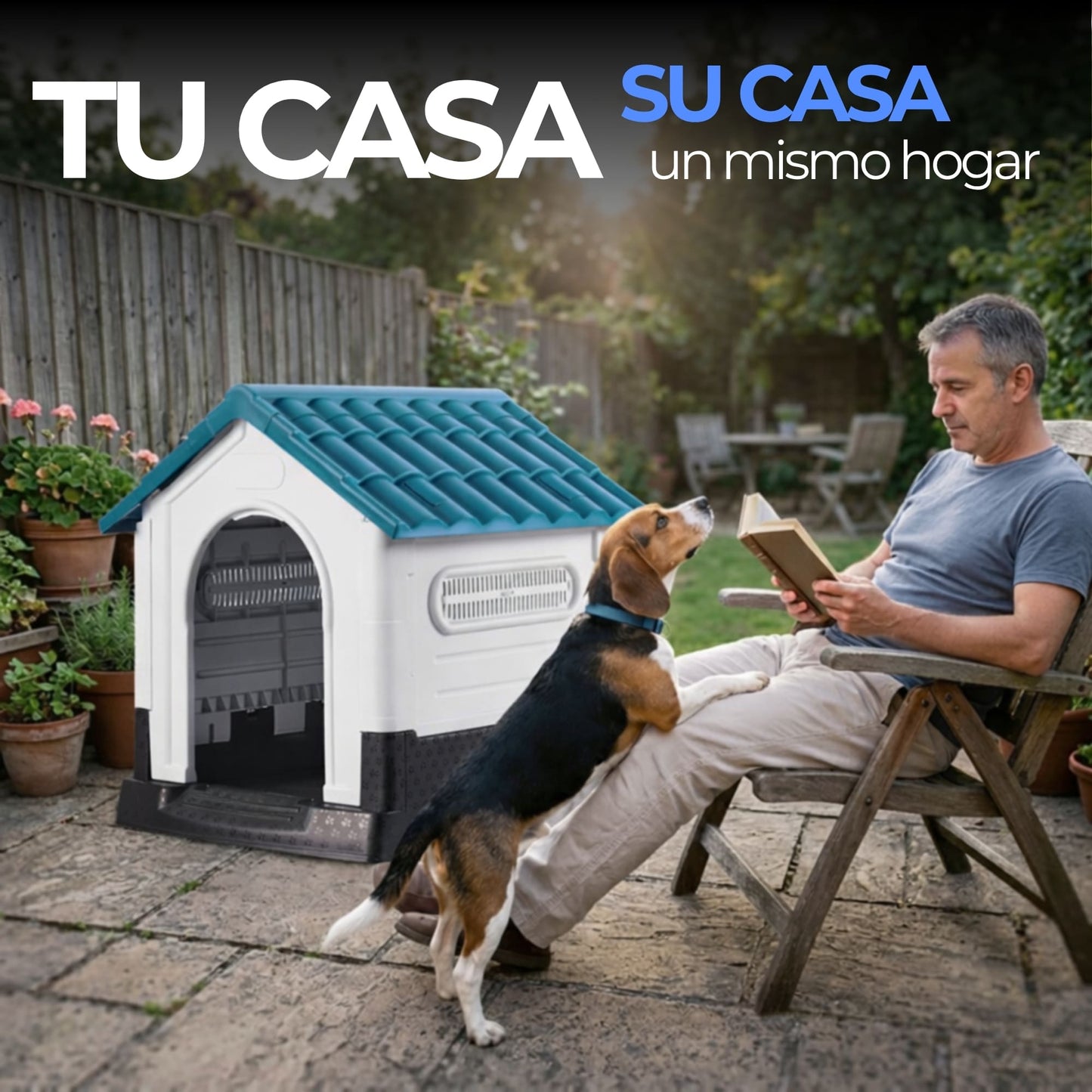 Casa para Perro de Plastico Con Puerta Ecomlab Raza Mediana 2