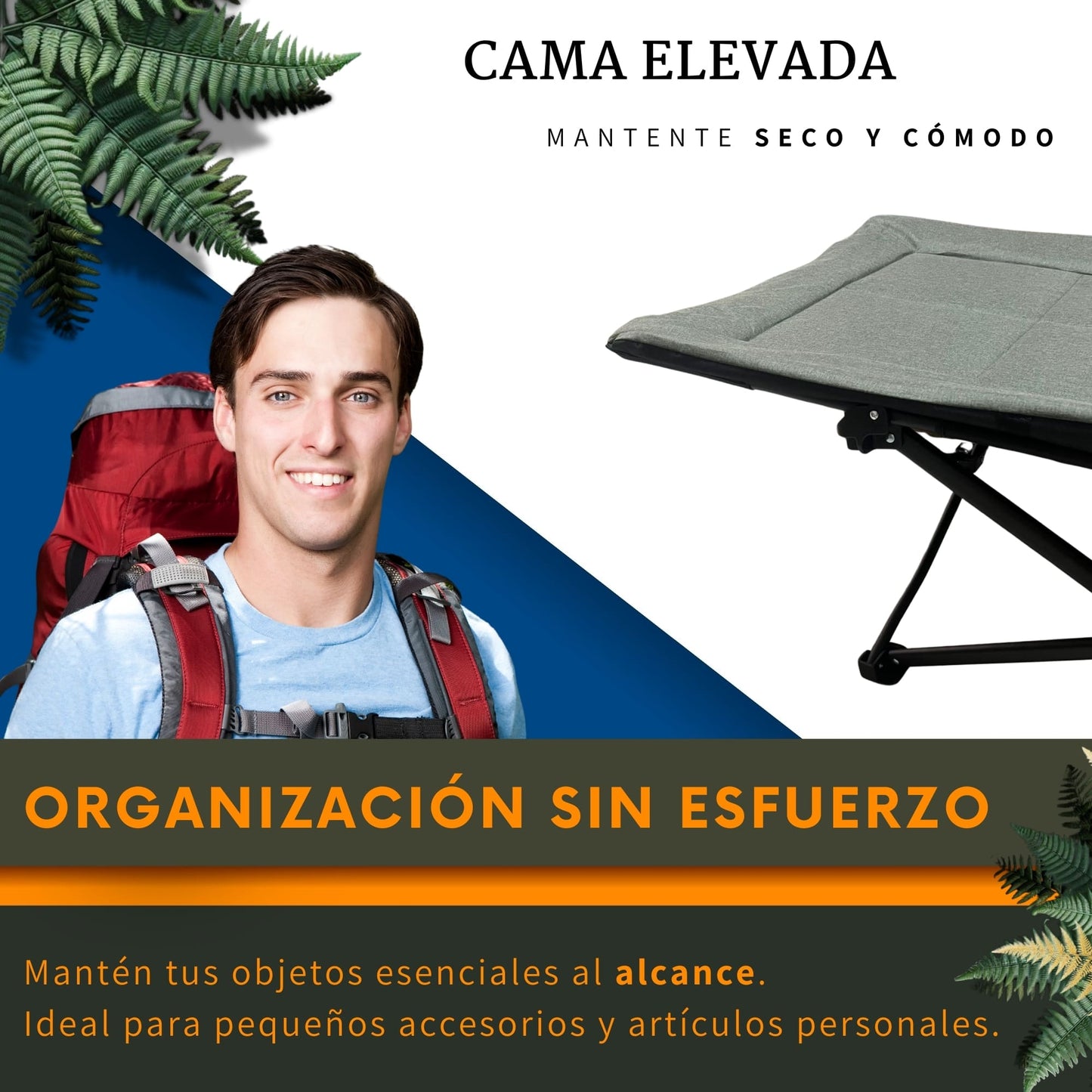 Catre Plegable para Acampar 190 cm con Bolsa Transportadora