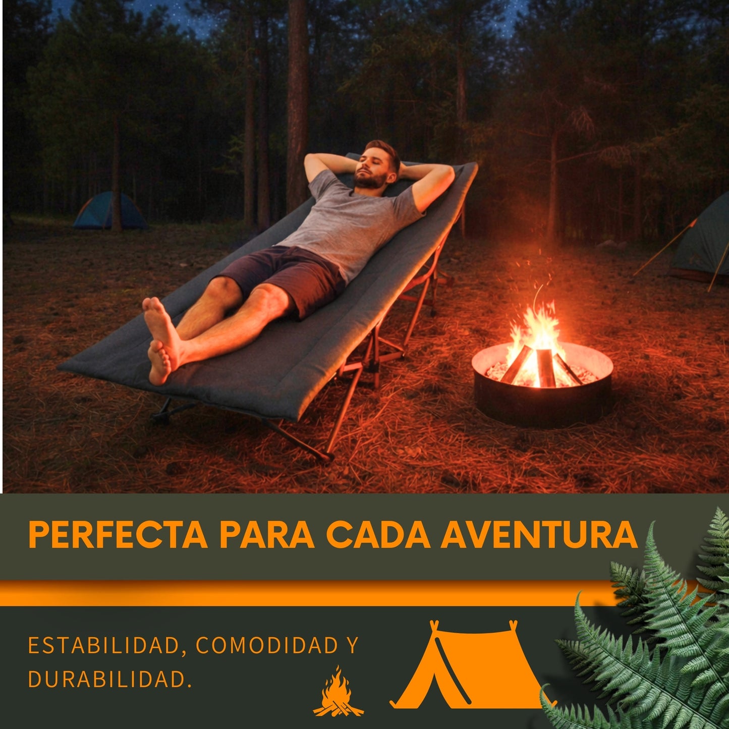 Catre Plegable para Acampar 190 cm con Bolsa Transportadora