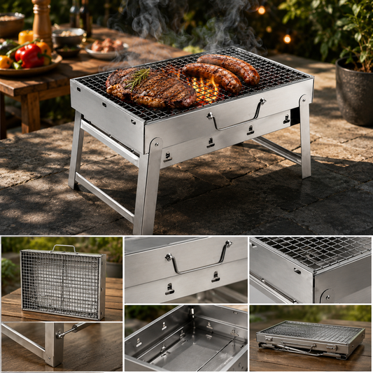 Asador Plegable Para Carbon Portatil Acero Inoxidable