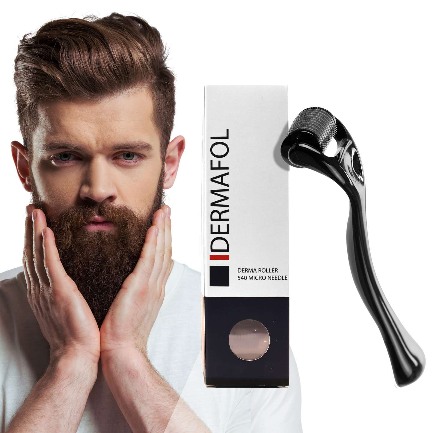 Rodillo Facial Profesional Masajeador de Titanio Negro- Rodillo con Estuche Portátil Relajación Facial y Capilar -  Dermafol - INCLUYE ESTUCHE
