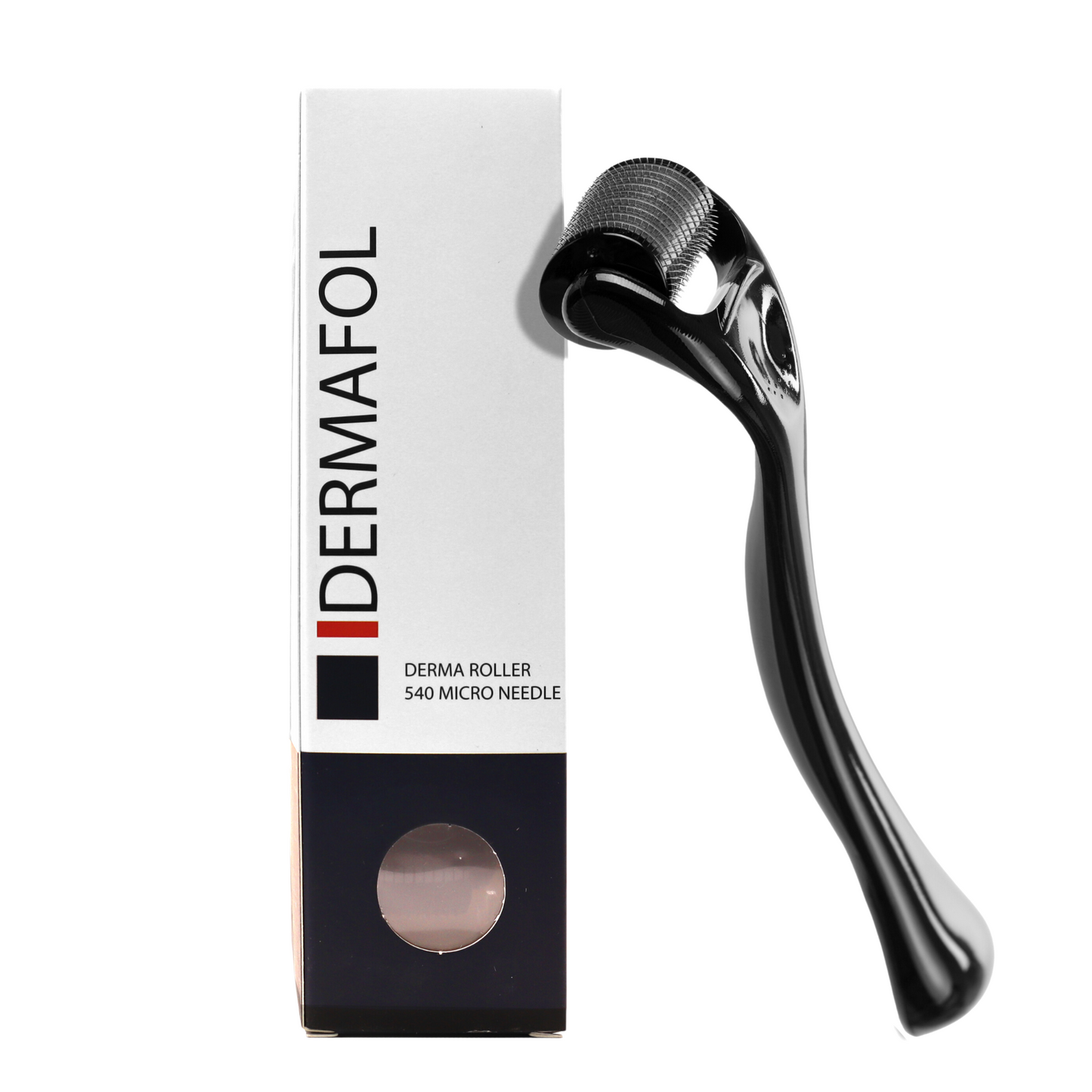 Rodillo Facial Profesional Masajeador de Titanio Negro- Rodillo con Estuche Portátil Relajación Facial y Capilar -  Dermafol - INCLUYE ESTUCHE