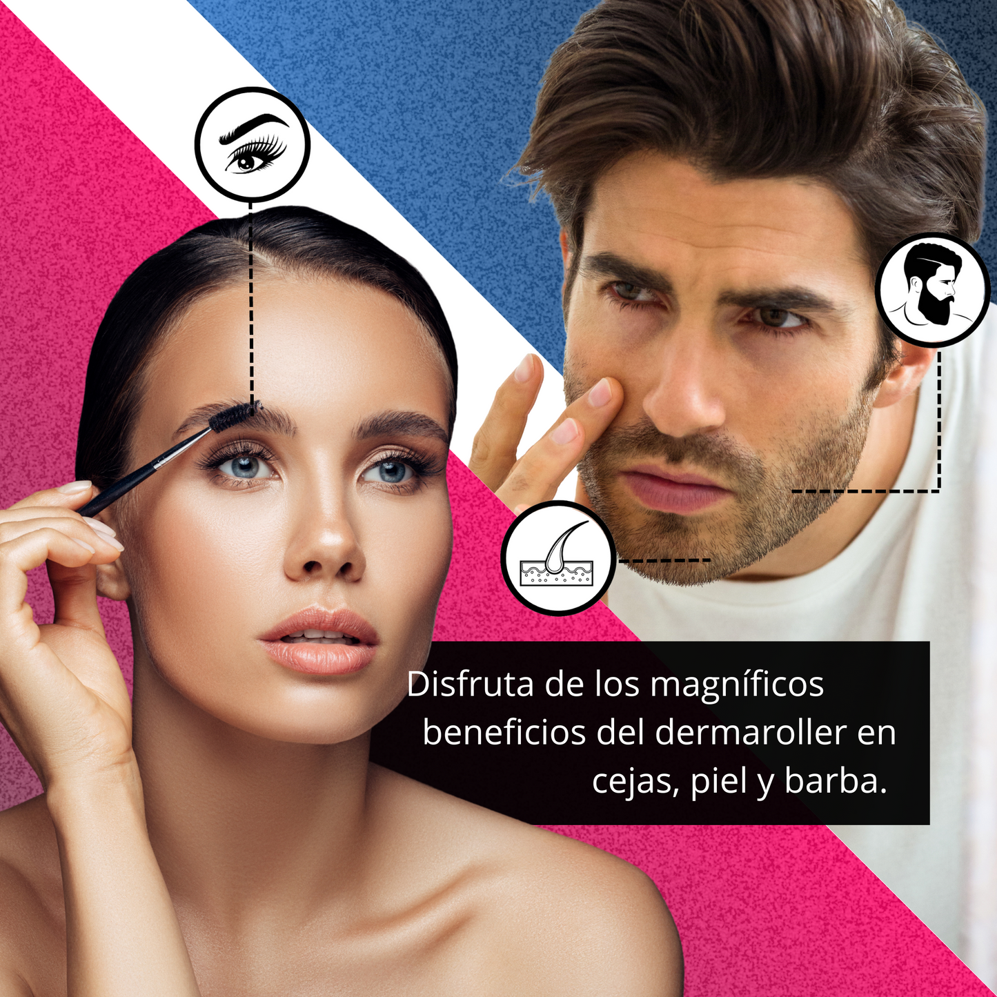 Rodillo Facial Profesional Masajeador de Titanio Negro- Rodillo con Estuche Portátil Relajación Facial y Capilar -  Dermafol - INCLUYE ESTUCHE