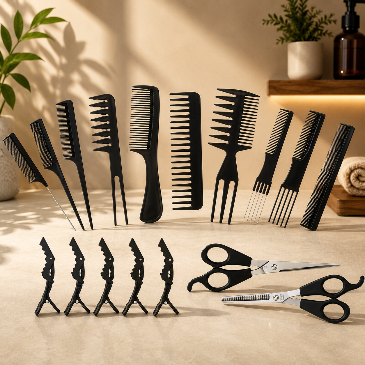 Peines Barberia Flat Top Kit Ecomlab Profesional Con Tijeras