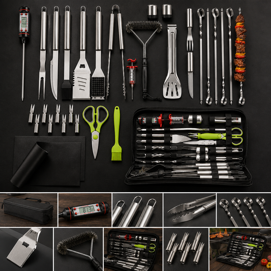 Juego De Utensilios Para Parrilla De Acero Inoxidable 34 Pcs