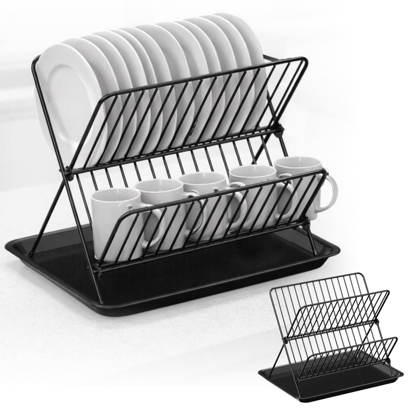 Escurridor de platos y vasos con organizador 2 niveles