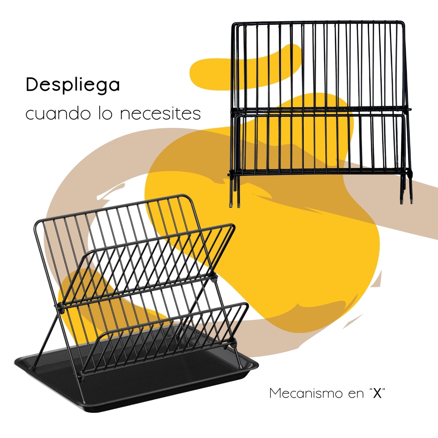 Escurridor de platos y vasos con organizador 2 niveles