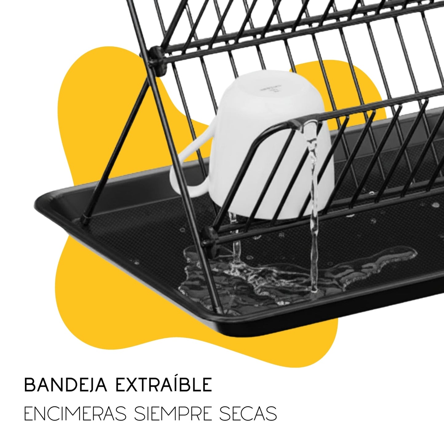 Escurridor de platos y vasos con organizador 2 niveles