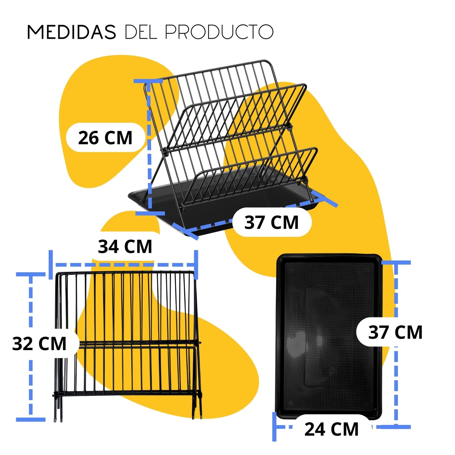 Escurridor de platos y vasos con organizador 2 niveles