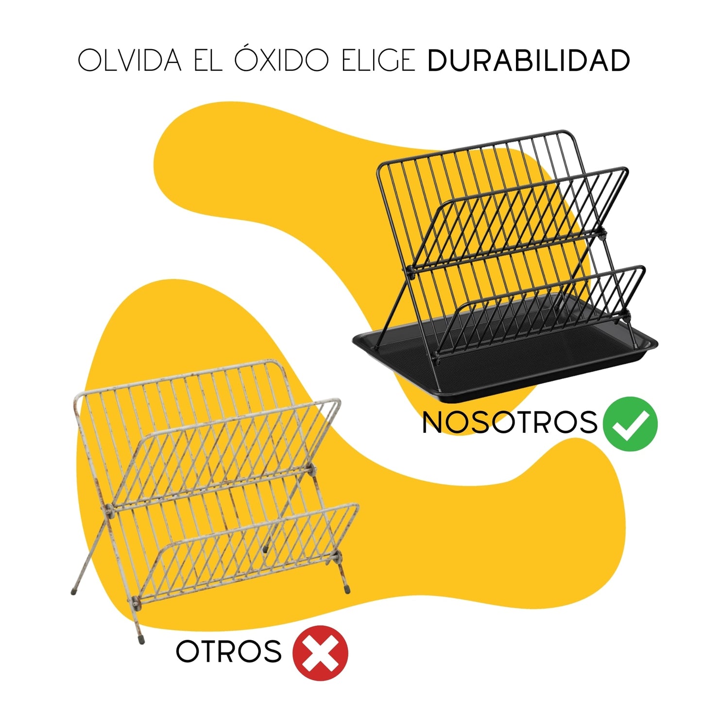 Escurridor de platos y vasos con organizador 2 niveles