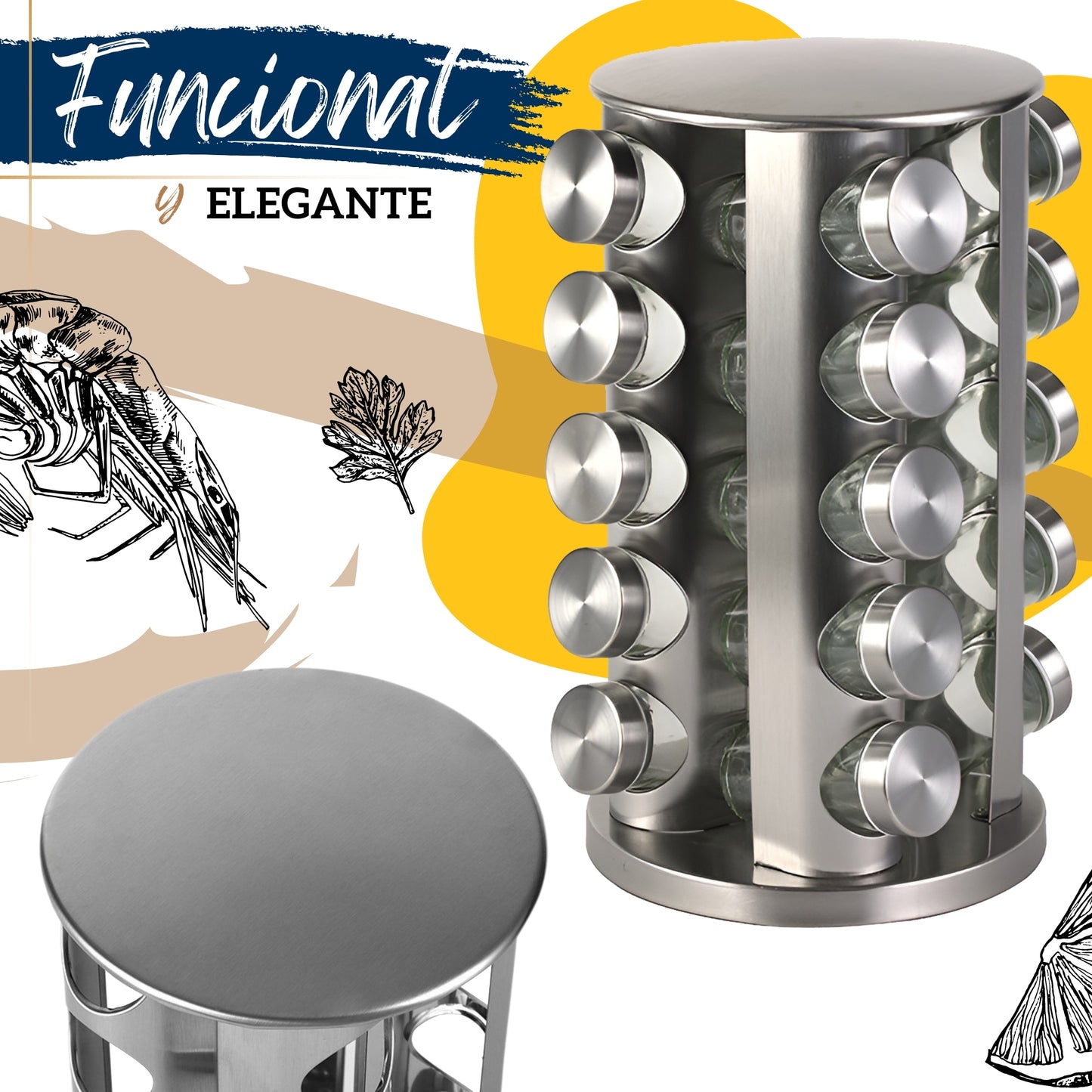 Especiero De Cocina Giratorio Ecomlab Frascos Para Especias