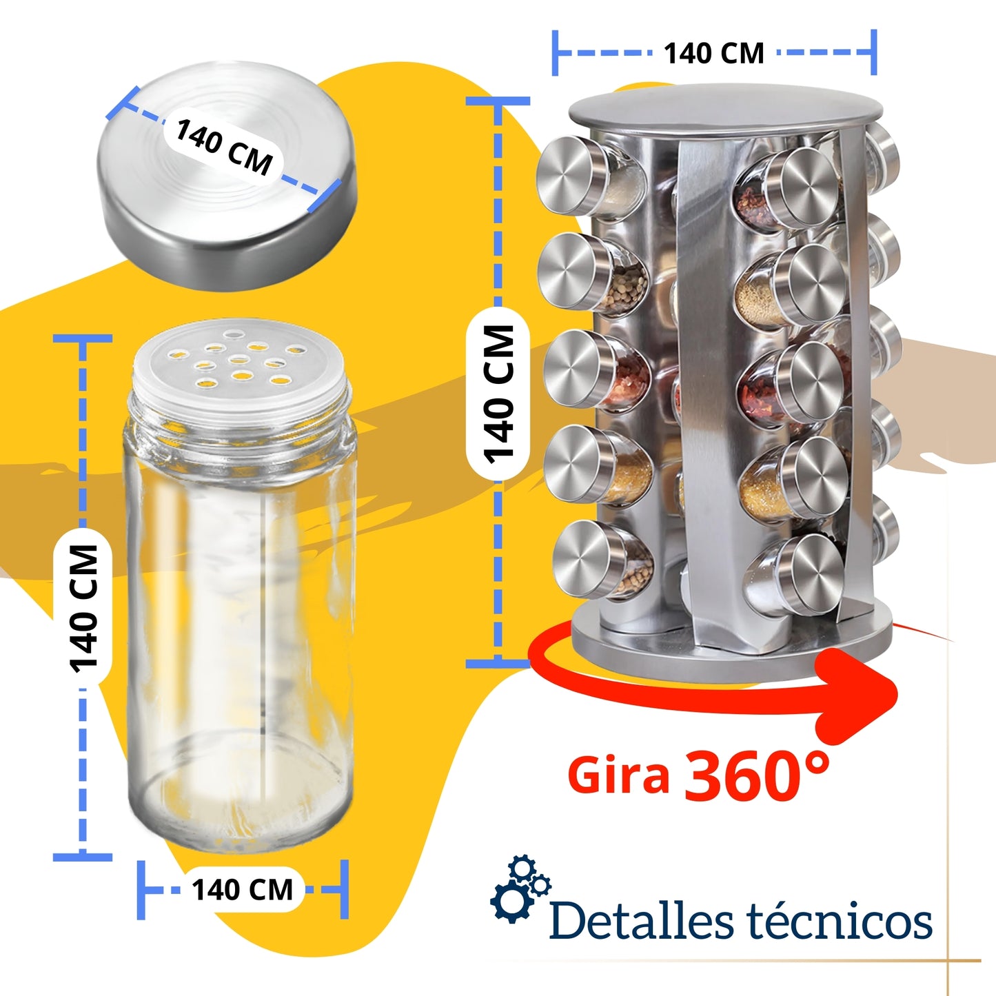 Especiero De Cocina Giratorio Ecomlab Frascos Para Especias