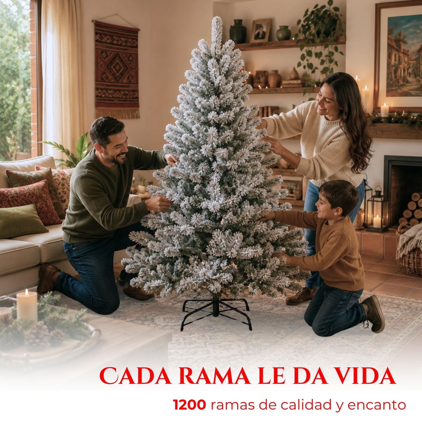 Árbol De Navidad Pino Nevado de 2.10 Mts Gratis Pie de Árbol