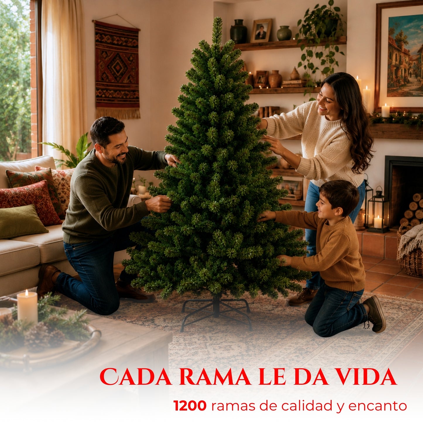 Árbol de Navidad Pino Navidad Ecomlab 800 Ramas 1.80 Mts. GRATIS PIE DE ÁRBOL NAVIDEÑO DE 90 CM.
