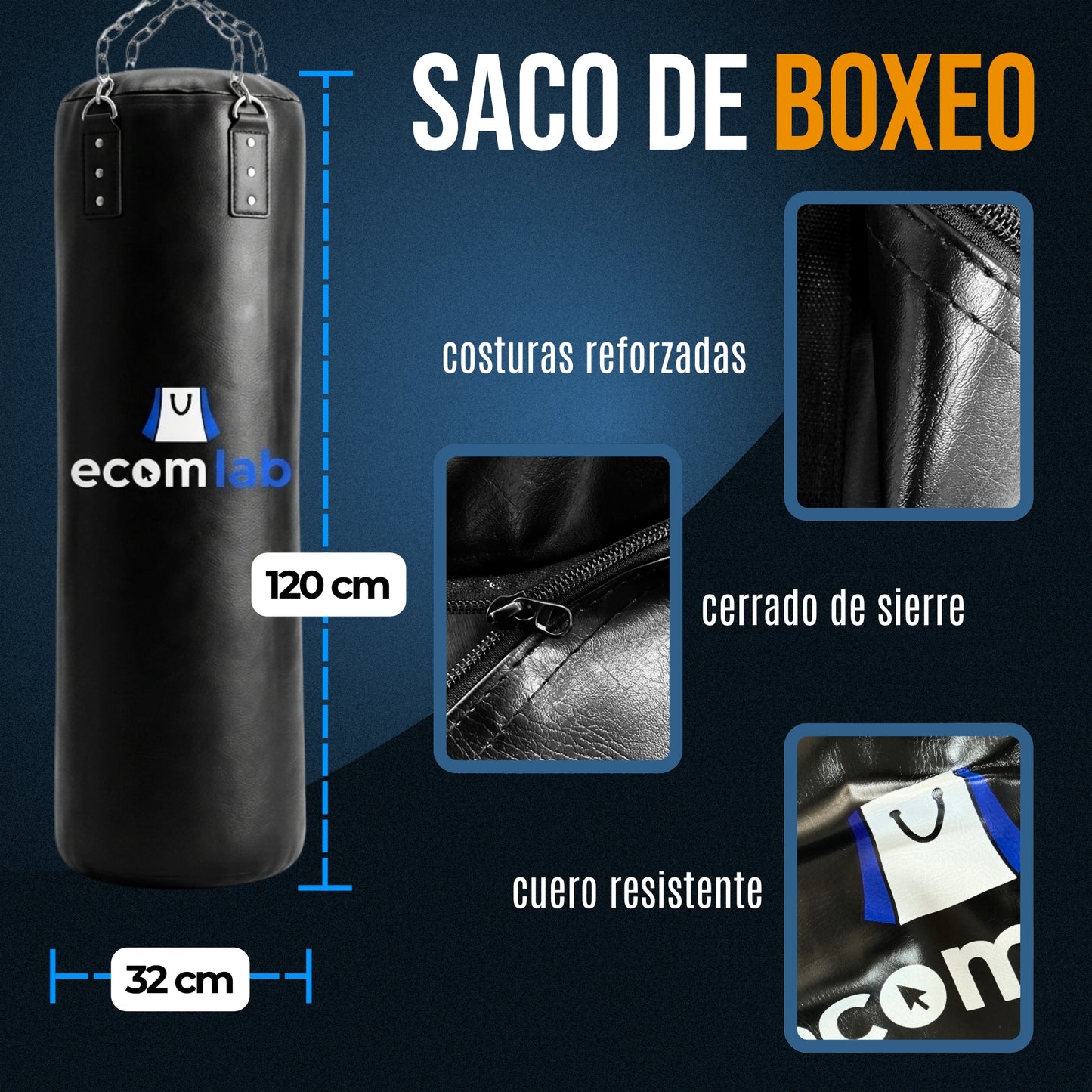 Costal Box Profesional Set De Saco De Boxeo De 100cm Con 4 Piezas
