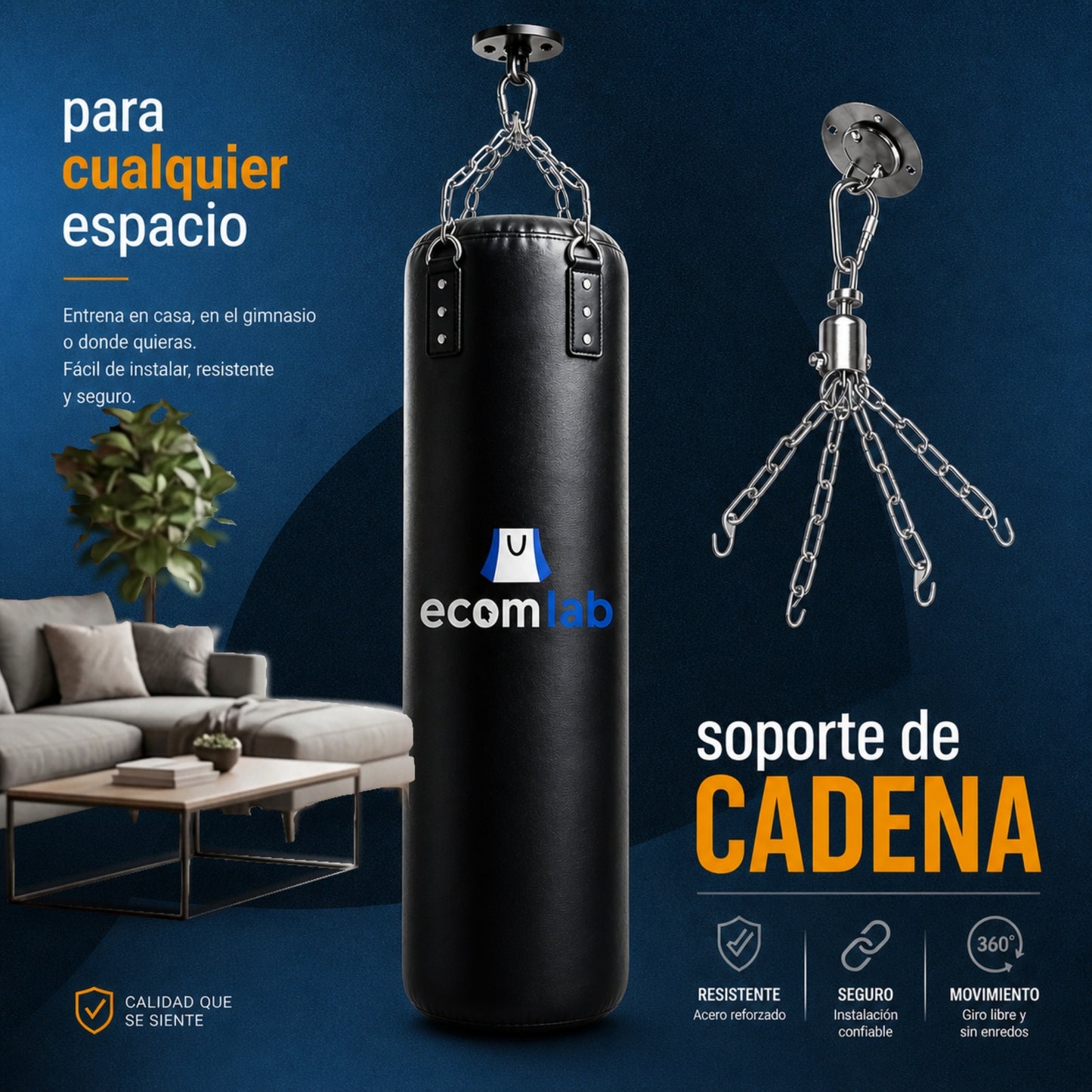 Costal Box Profesional Set De Saco De Boxeo De 100cm Con 4 Piezas