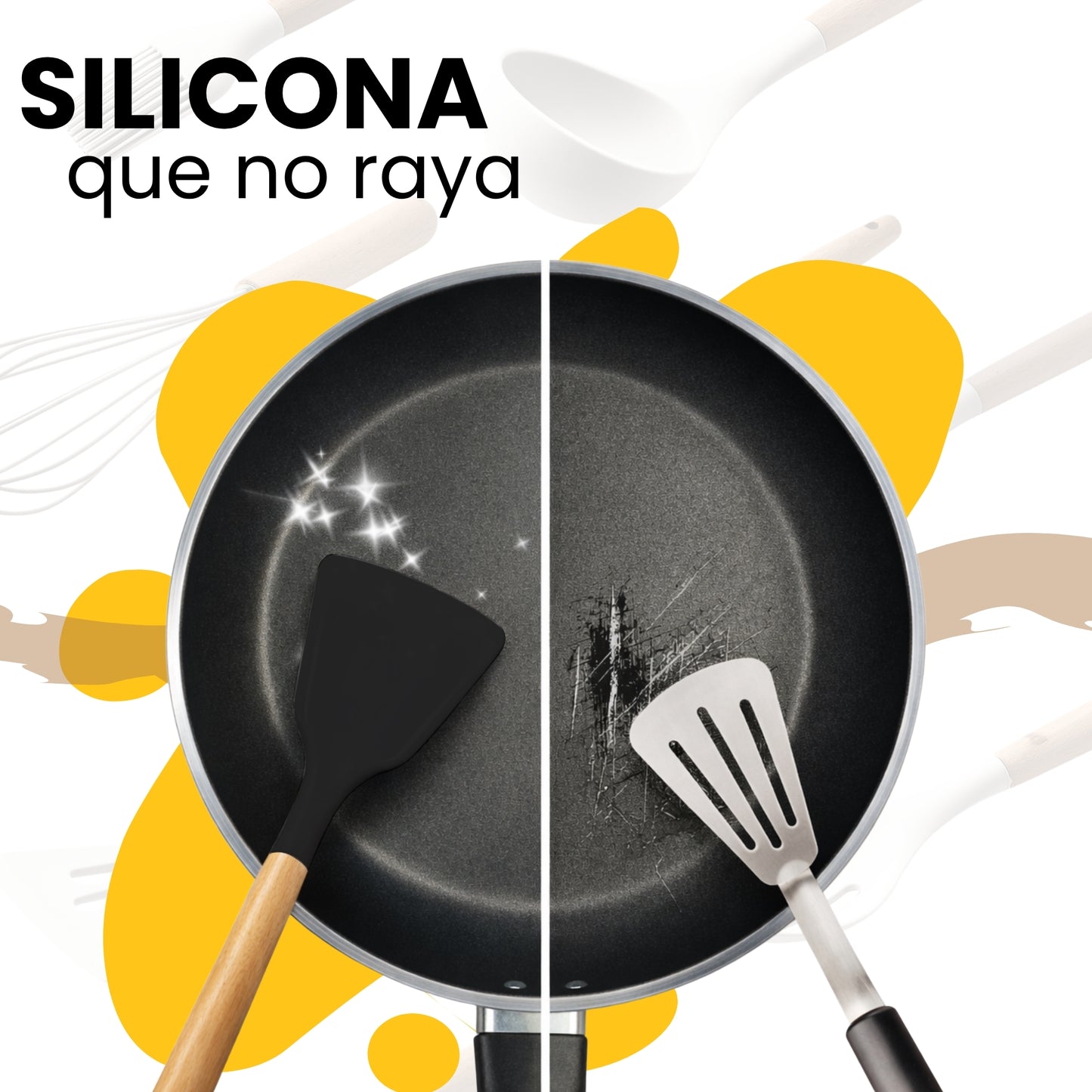 Cucharas de Silicona Set de Utensilios de Cocina 12 pcs