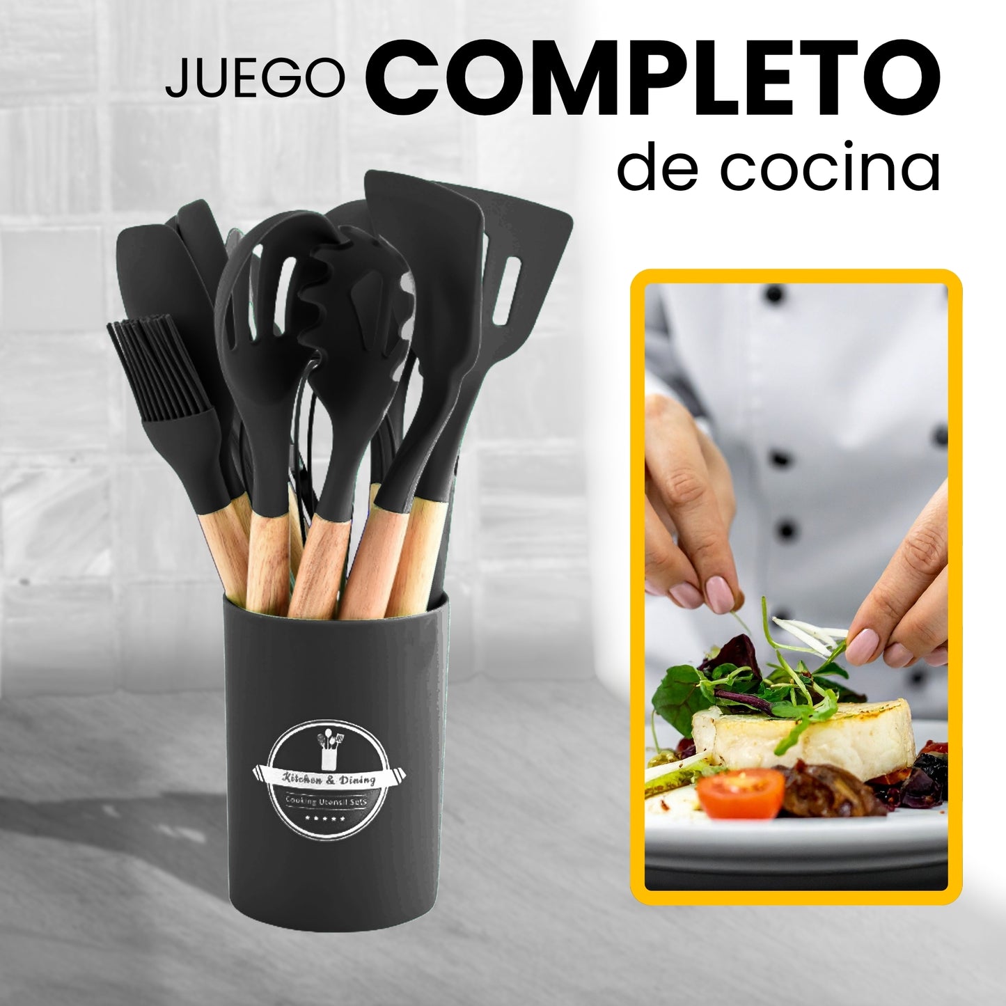 Cucharas de Silicona Set de Utensilios de Cocina 12 pcs