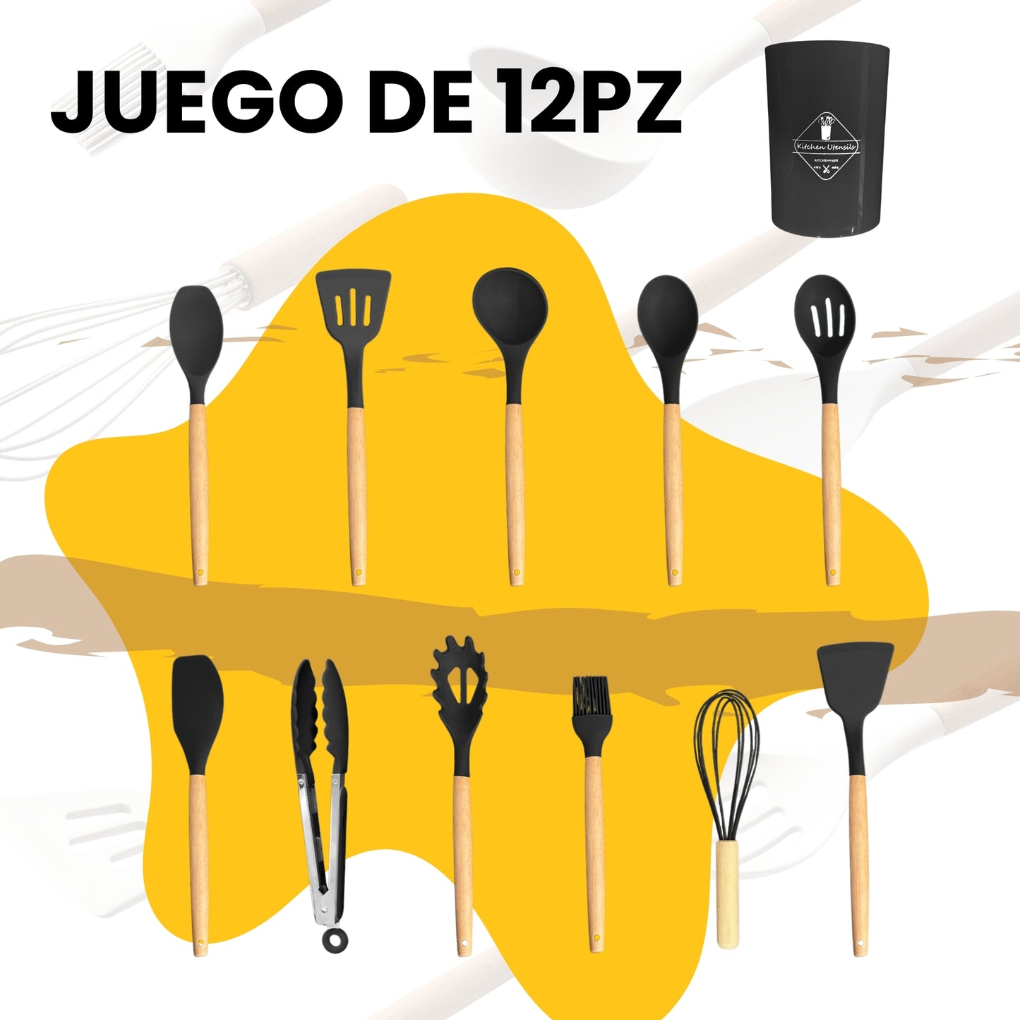 Cucharas de Silicona Set de Utensilios de Cocina 12 pcs