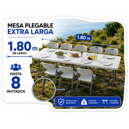 MESA PLEGABLE 180 CM DE PLASTICO ECOMLAB PORTAFOLIO HP-180CZ