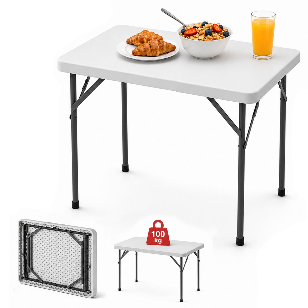 Mesa Plegable 82 CM De Plastico Ajustable Portatil HP-82C