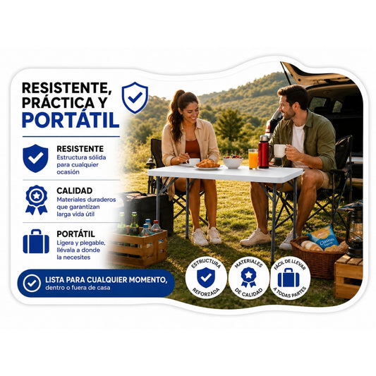 Mesa Plegable 82 CM De Plastico Ajustable Portatil HP-82C