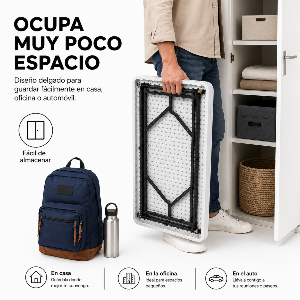 Mesa Plegable 82 CM De Plastico Ajustable Portatil HP-82C