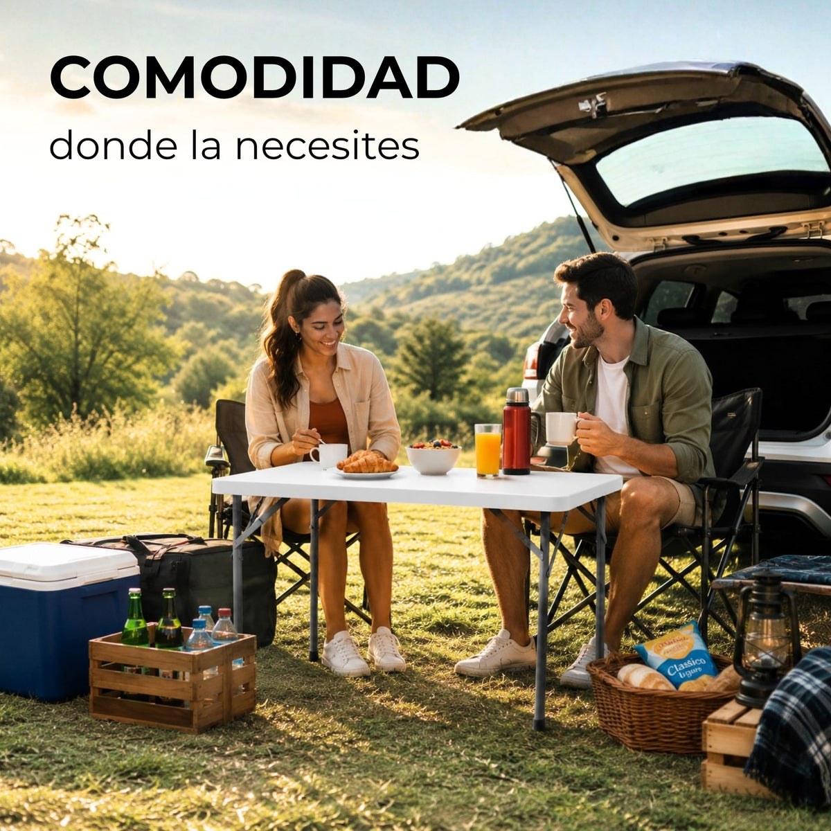 Mesa Plegable 82 CM De Plastico Ajustable Portatil HP-82C