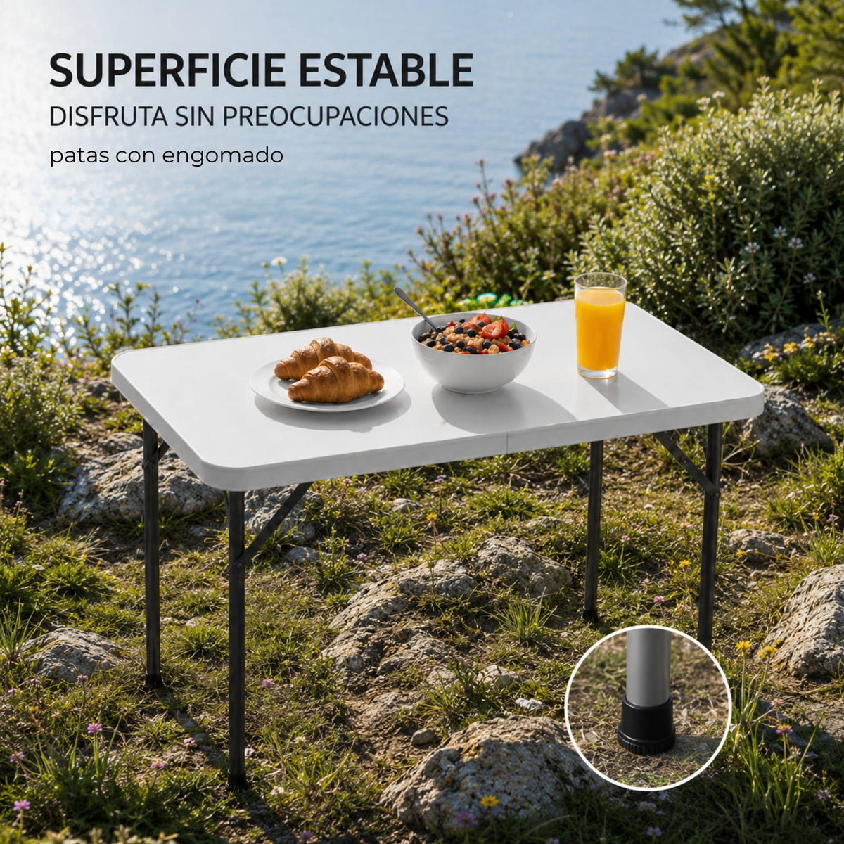 Mesa Plegable 82 CM De Plastico Ajustable Portatil HP-82C
