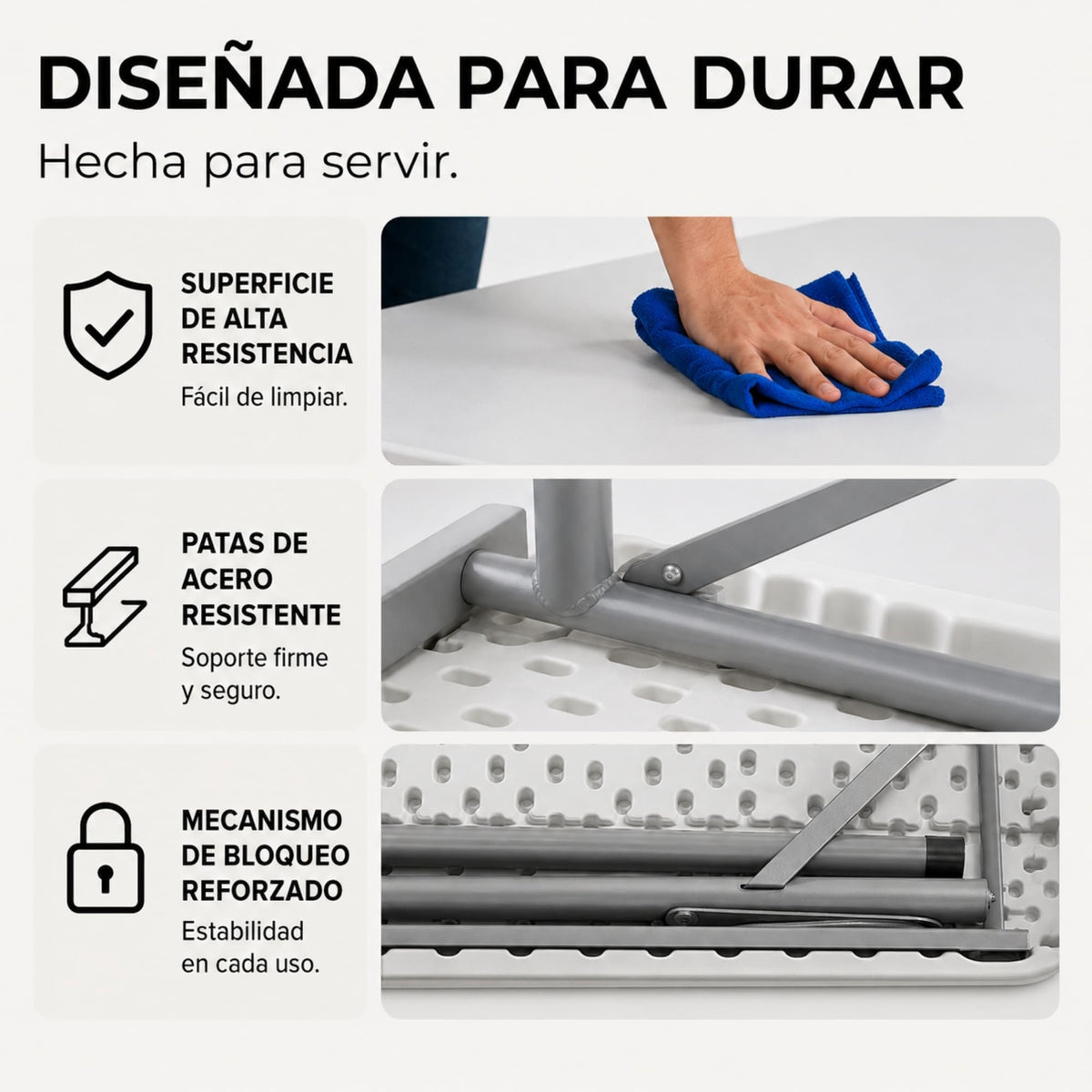 Mesa Plegable 82 CM De Plastico Ajustable Portatil HP-82C
