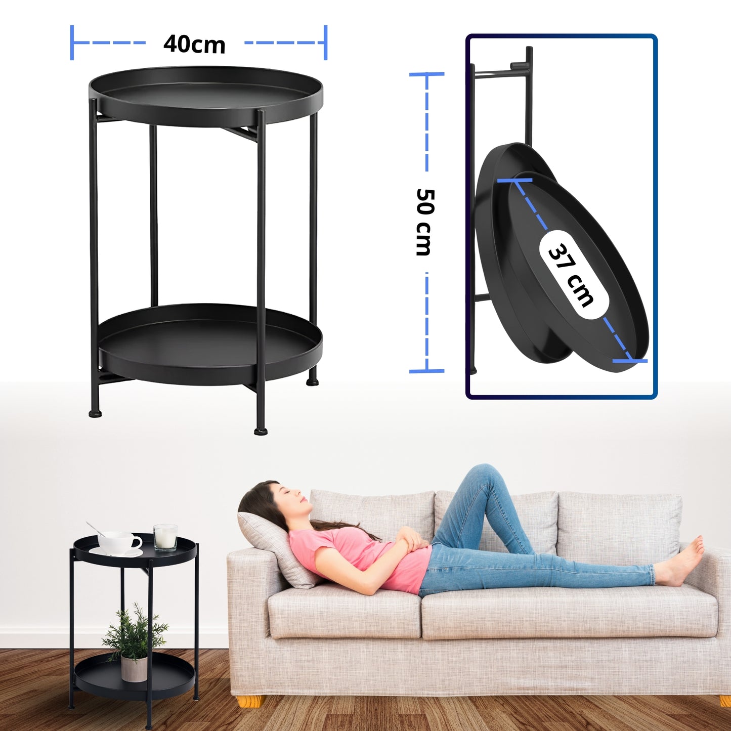 MESA DE CENTRO MINIMALISTA ECOMLAB AUXILIAR DE SALA METALICA NEGRA