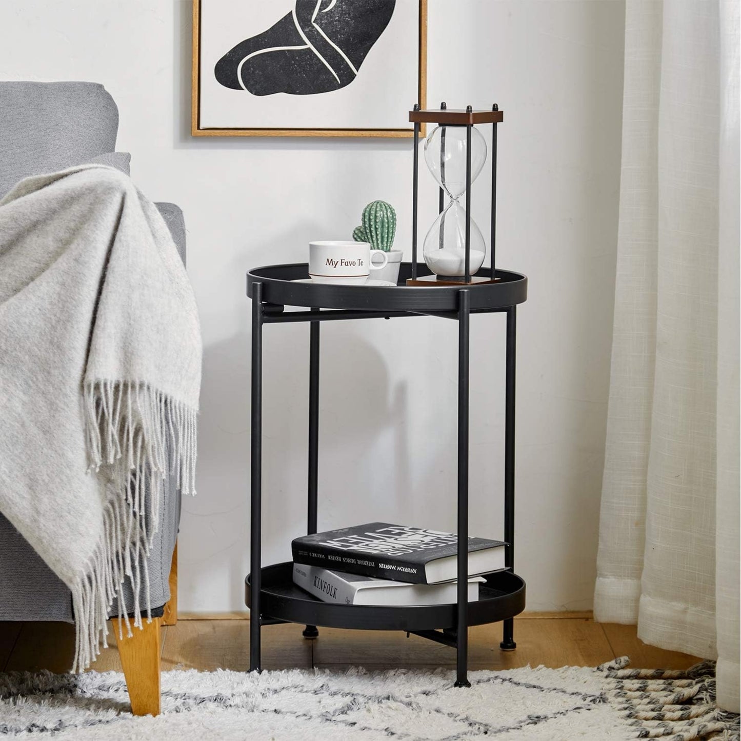 MESA DE CENTRO MINIMALISTA ECOMLAB AUXILIAR DE SALA METALICA NEGRA