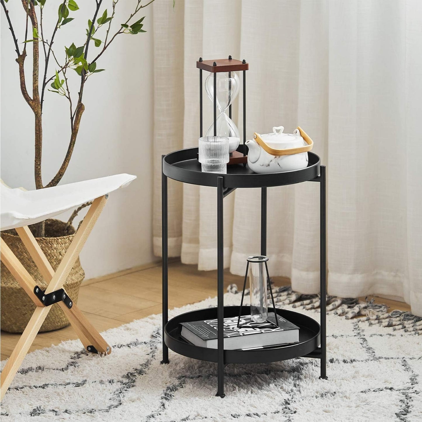 MESA DE CENTRO MINIMALISTA ECOMLAB AUXILIAR DE SALA METALICA NEGRA