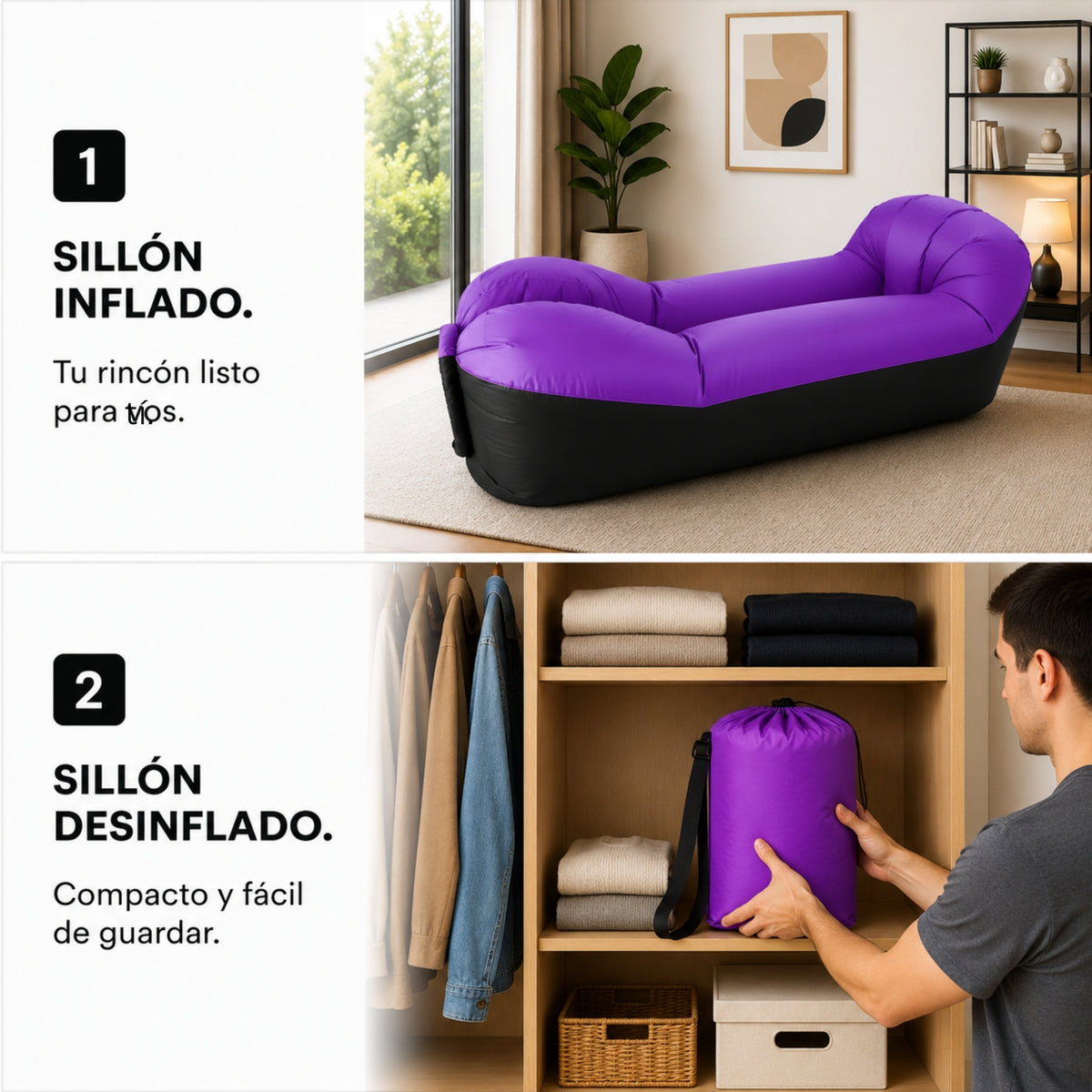 Sillon Inflable Comodo Portatil Para Playa Y Exteriores