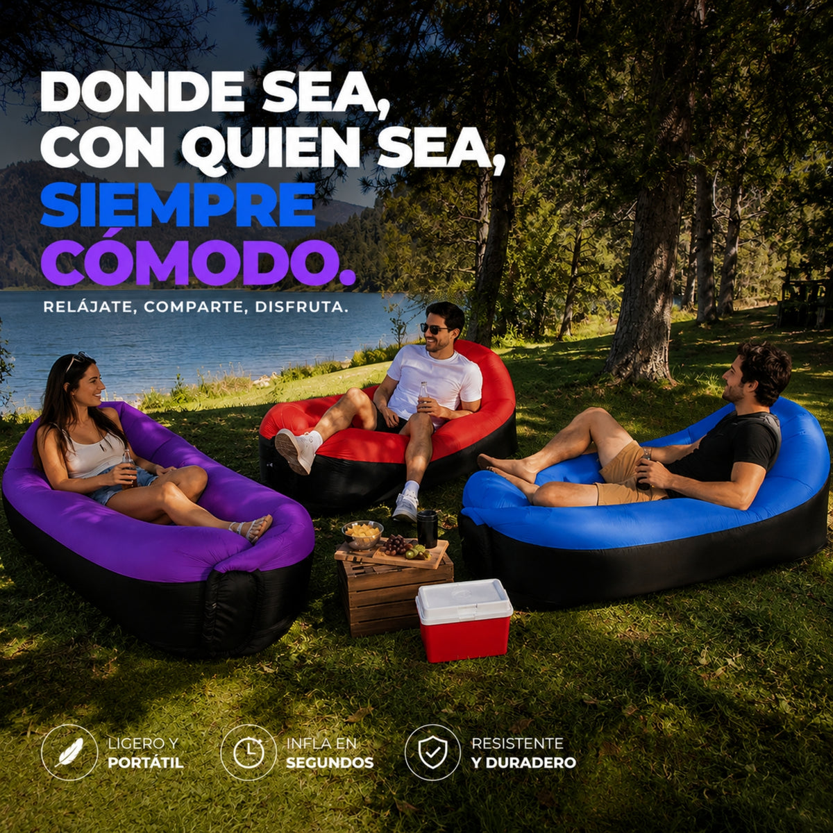 Sillon Inflable Comodo Portatil Para Playa Y Exteriores